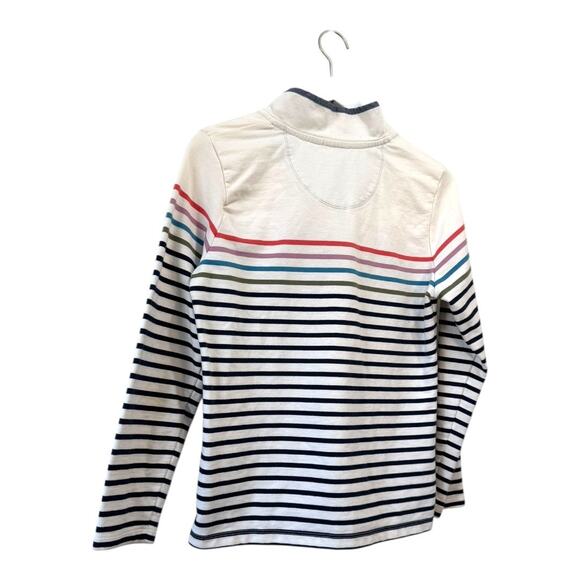 L.L.Bean Striped Quarter Snap Pullover Cream Multicolor Cotton Top Size S - Picture 8 of 8